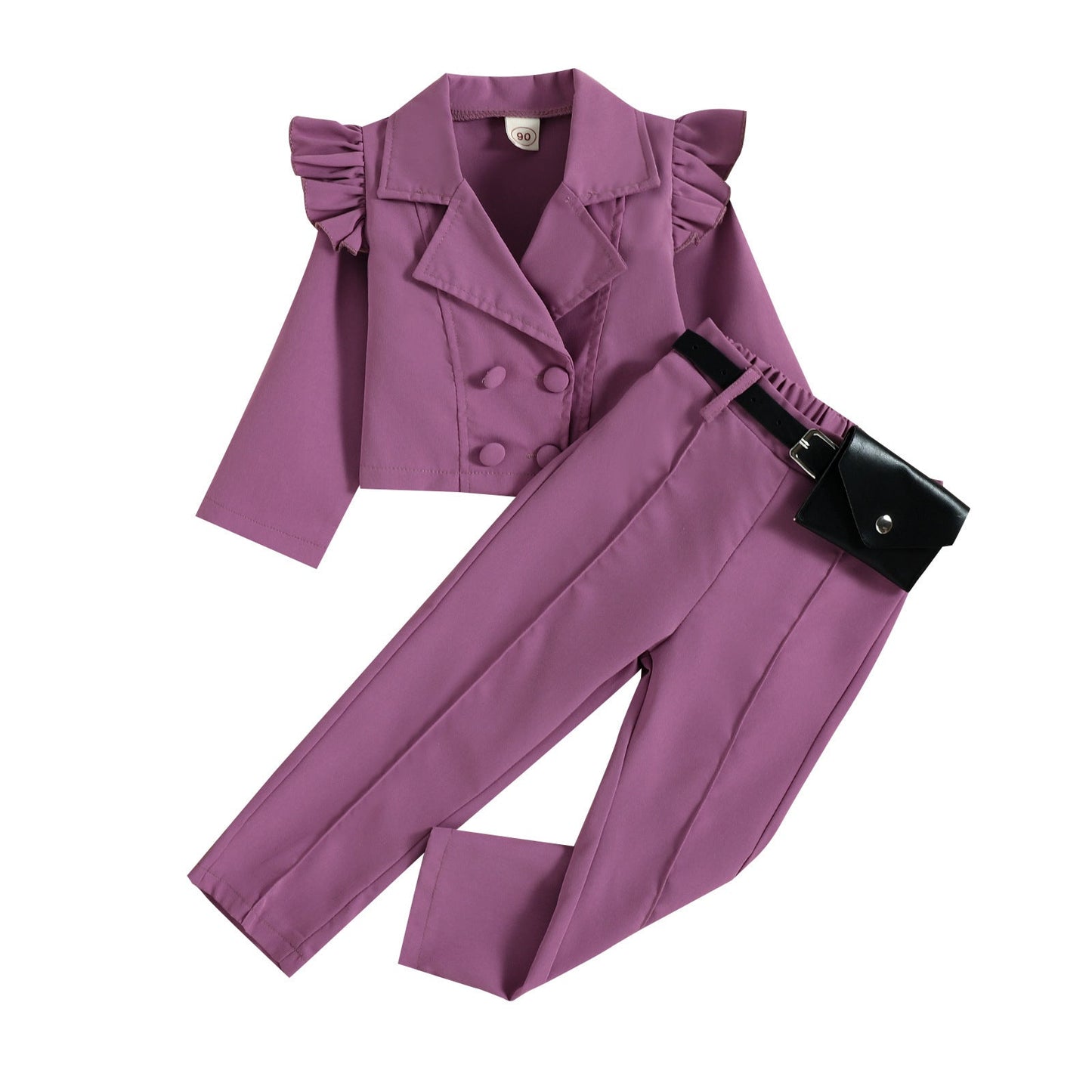 Girls Cute Casual Professional Long Sleeve 2 piece Suit Set
