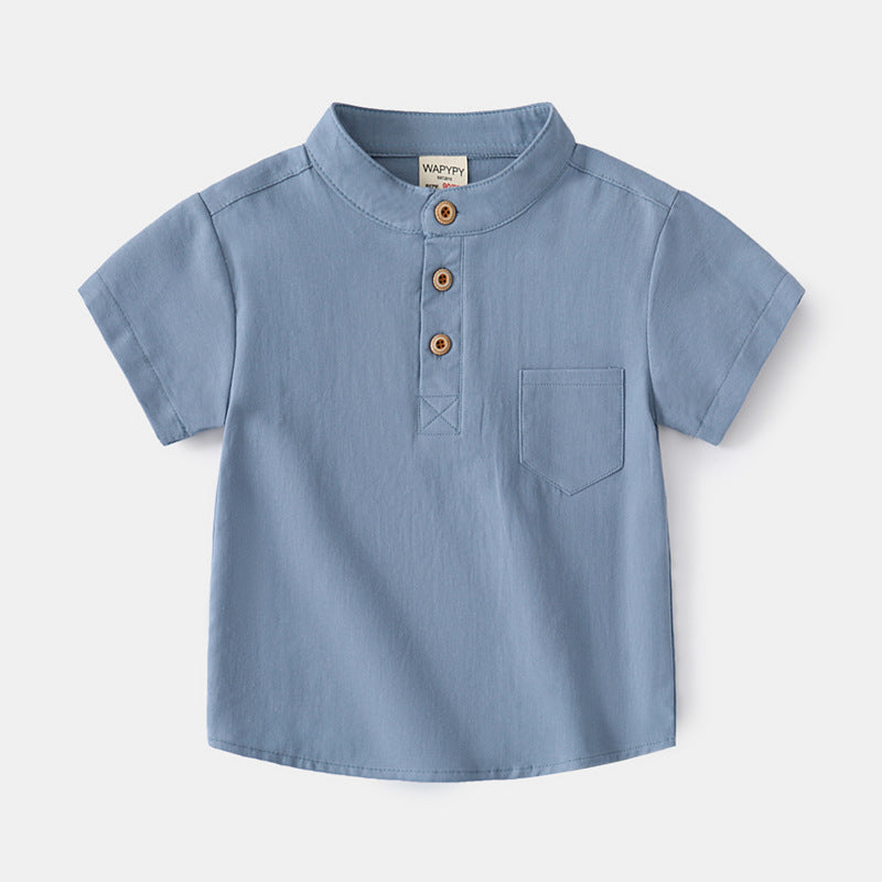 Boy V-neck Casual Short Sleeve Shirt