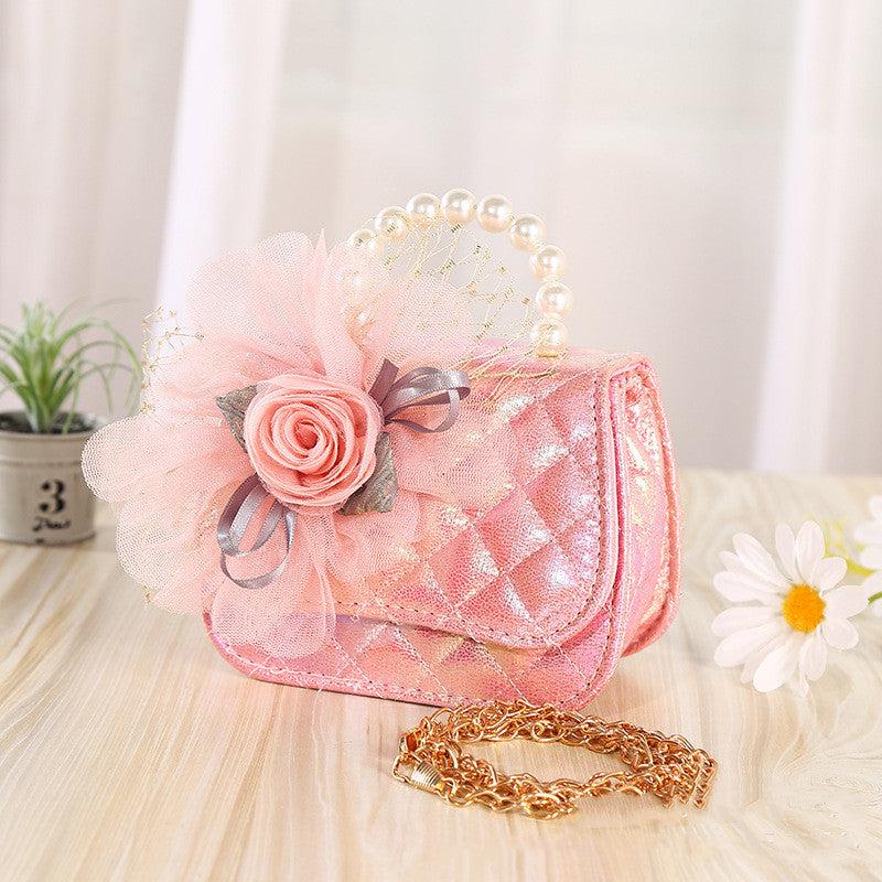 Gorgeous Casual Flower Knitted Pearl Handle Portable Purse