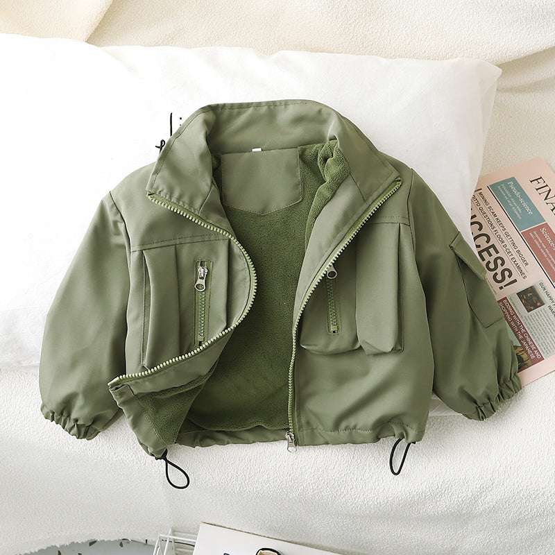 Children's Fleece-lined Stitching Jacket