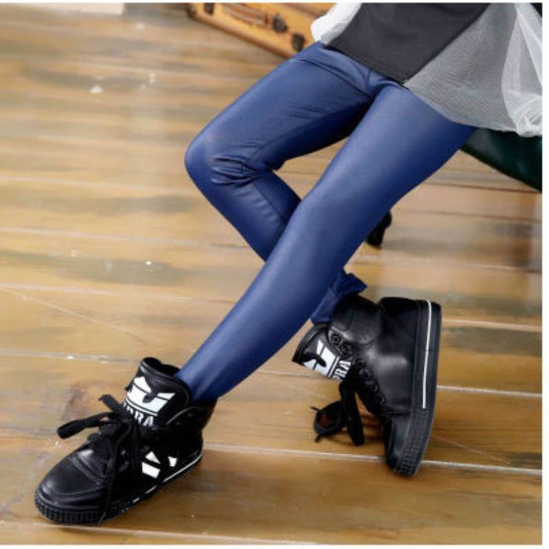Girls Winter Style Solid Colors Fleece Leather legging Pants