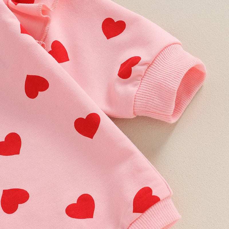 Cute Cotton Love Long-sleeve Onesie with Bow Two-piece Set