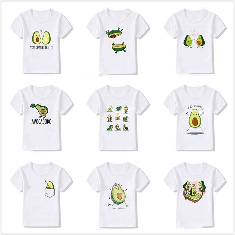 Kids Summer Printed Cute Avocado T-Shirt