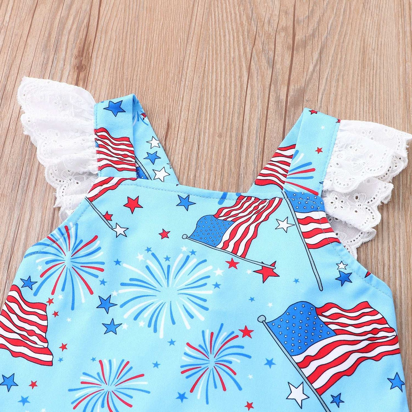 Girls Summer Sleeveless Holiday Firework Flag Dress