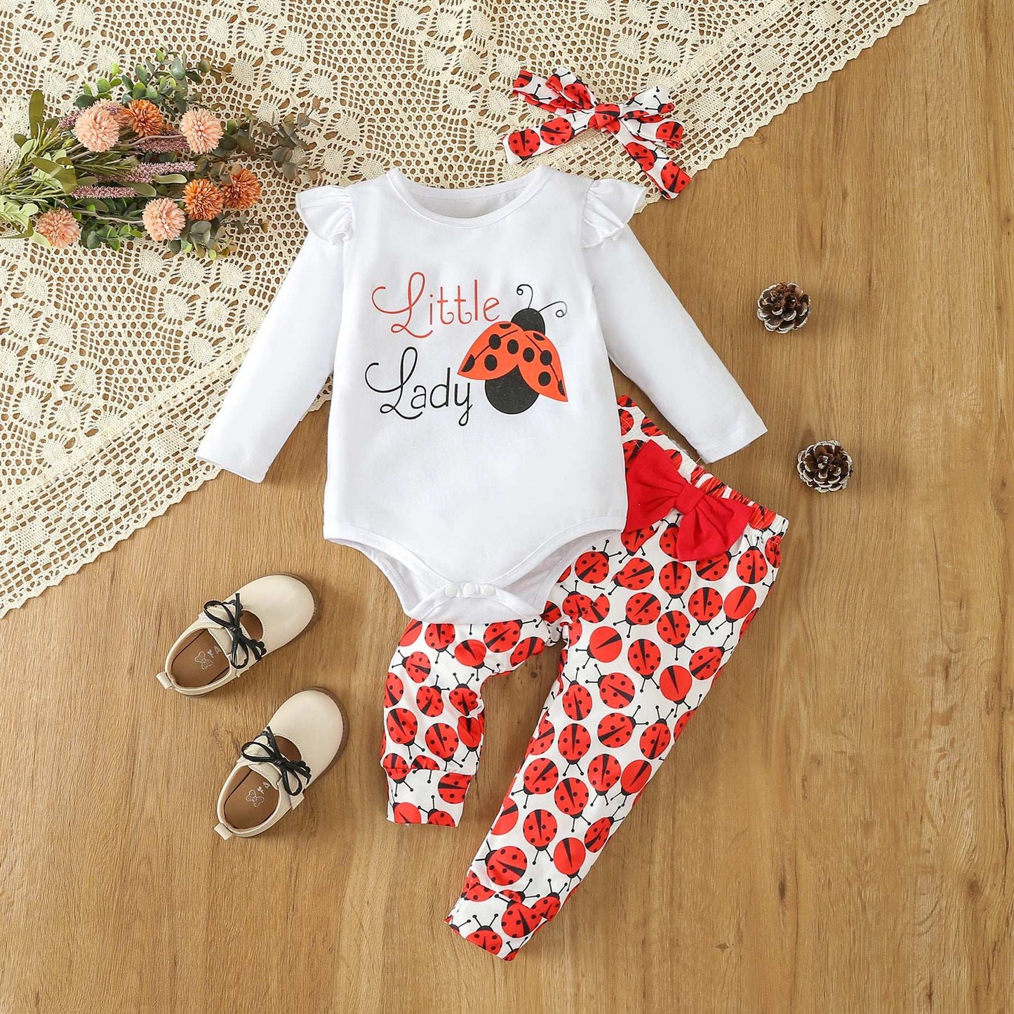 Infant Toddler Long Sleeve Little Ladybug 3 piece Set