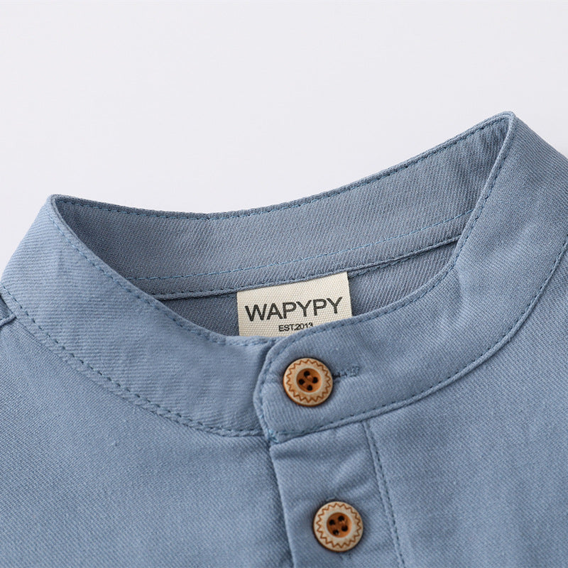 Boy V-neck Casual Short Sleeve Shirt