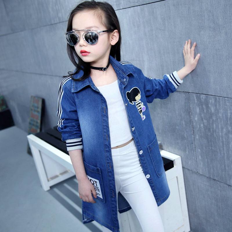 British Style Girls Long Children's Jacket