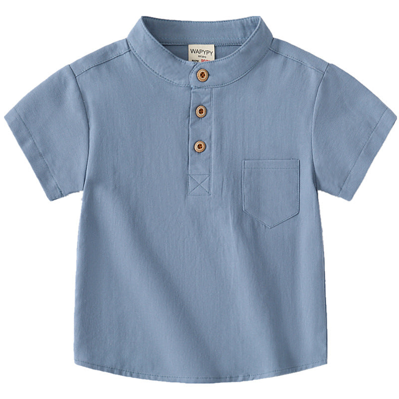 Boy V-neck Casual Short Sleeve Shirt