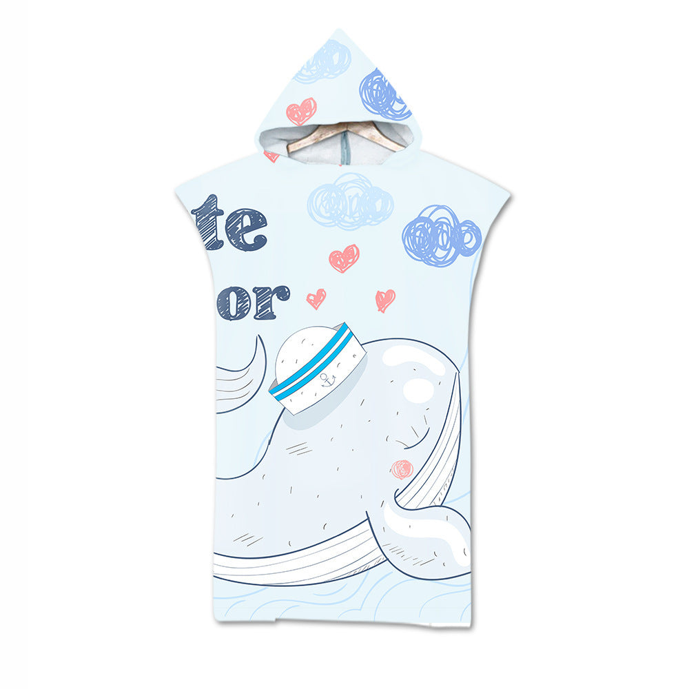 Kids Cartoon Animal Hooded Beach Towel