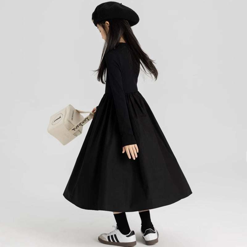 Children Autumn and Winter Casual Long Sleeve Knitted Dress