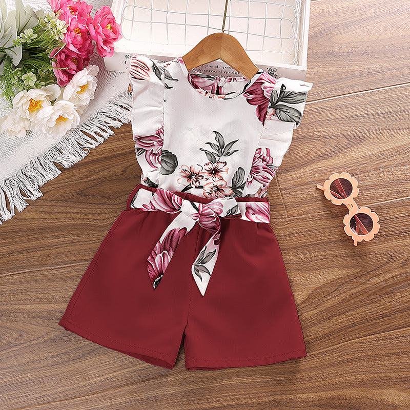 GIrls Floral Summer Printed Halter Top with Shorts