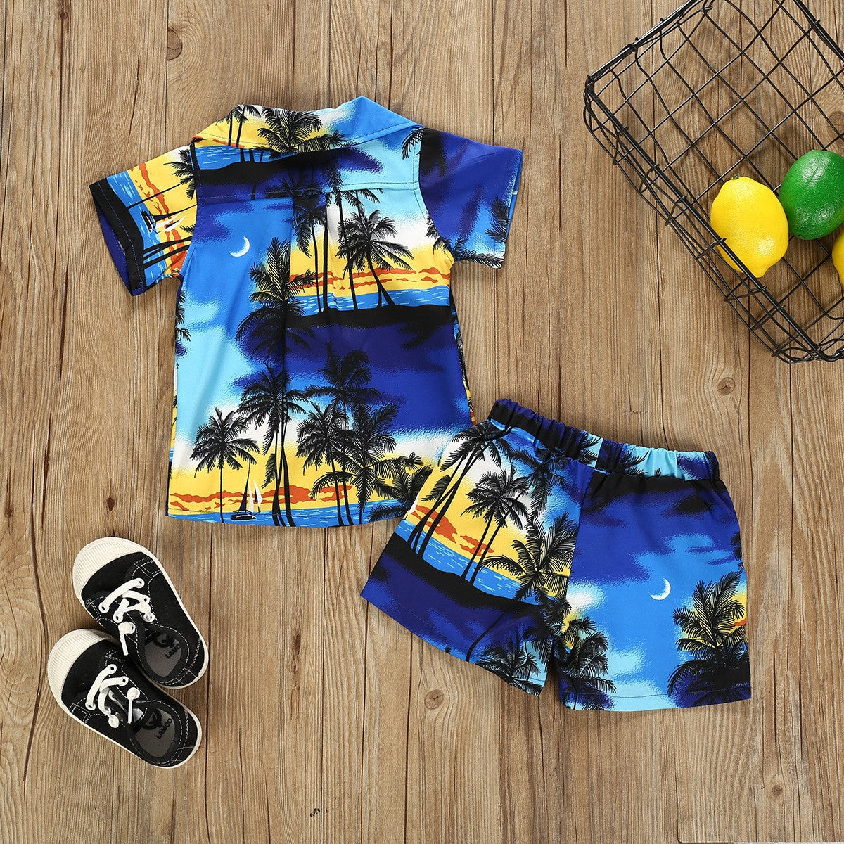 Boys Casual Beach Printed Short-sleeved Set