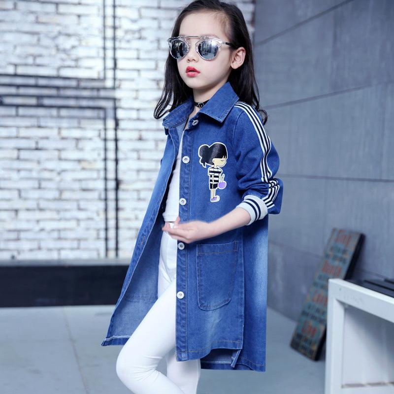 British Style Girls Long Children's Jacket