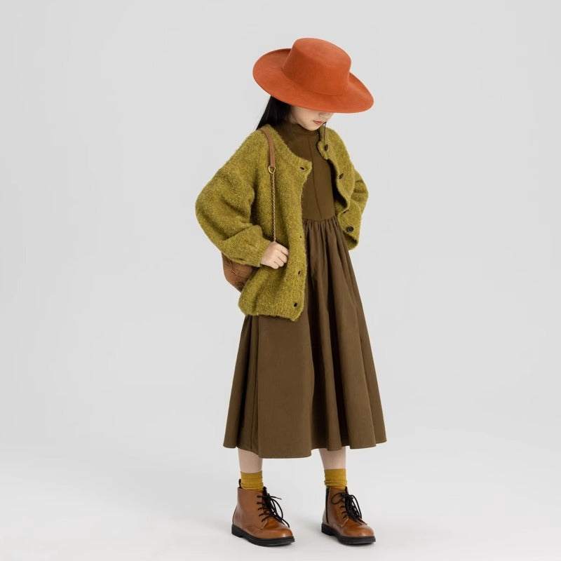 Children Autumn and Winter Casual Long Sleeve Knitted Dress