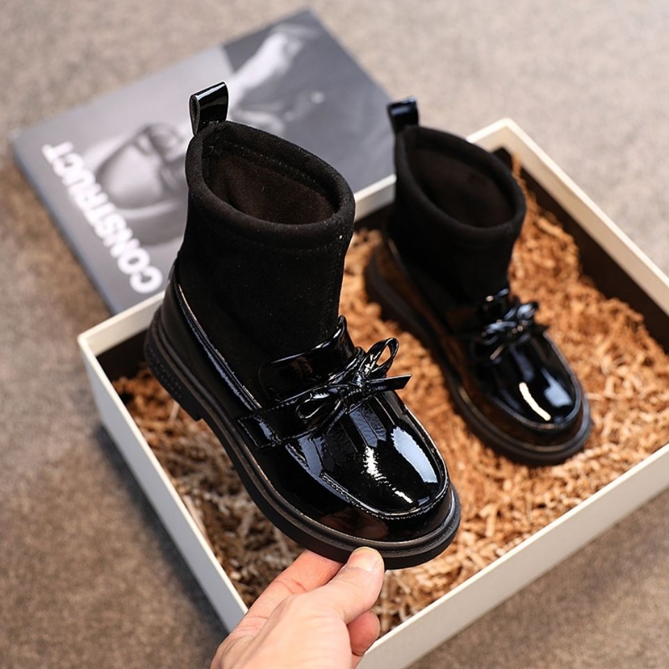 Girls' Cotton Boots With Leather And Velvet Warm Buckle