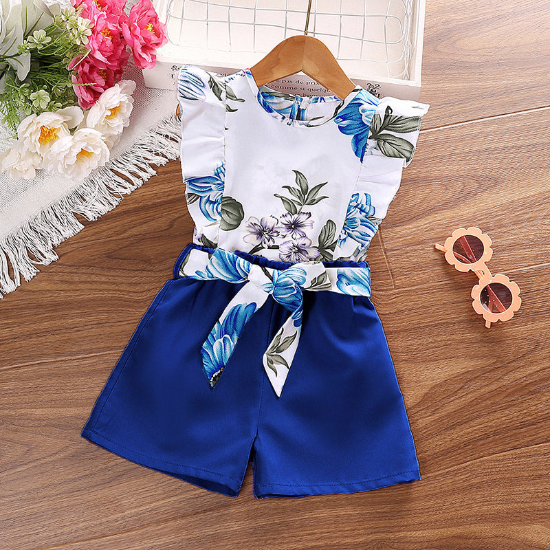 GIrls Floral Summer Printed Halter Top with Shorts