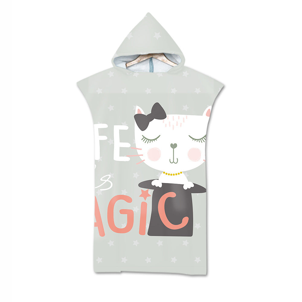 Kids Cartoon Animal Hooded Beach Towel