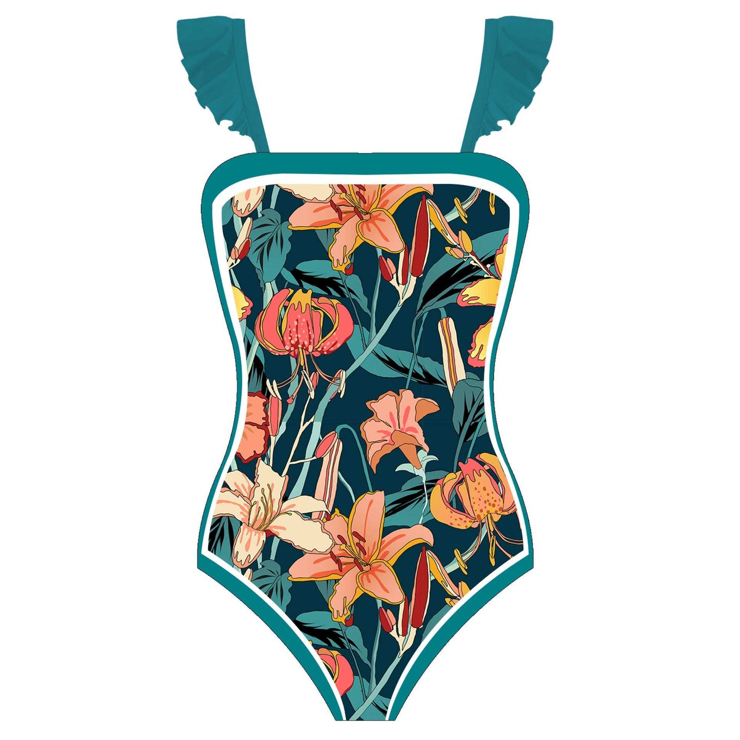 Girls One-piece Swimming Suit with Bottom Cover Set