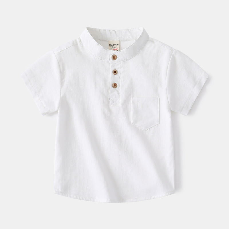 Boy V-neck Casual Short Sleeve Shirt