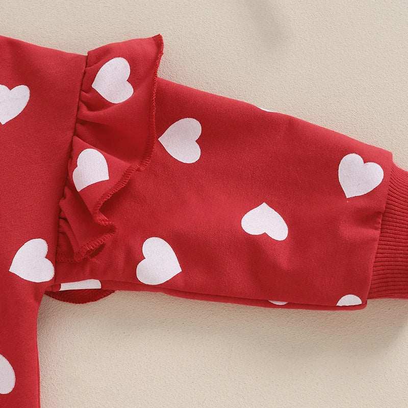 Cute Cotton Love Long-sleeve Onesie with Bow Two-piece Set