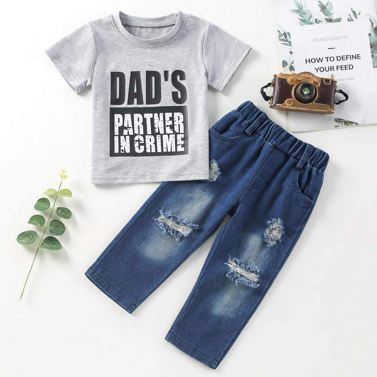 Daddys Partner in Crime Short Sleeve with Pants Set
