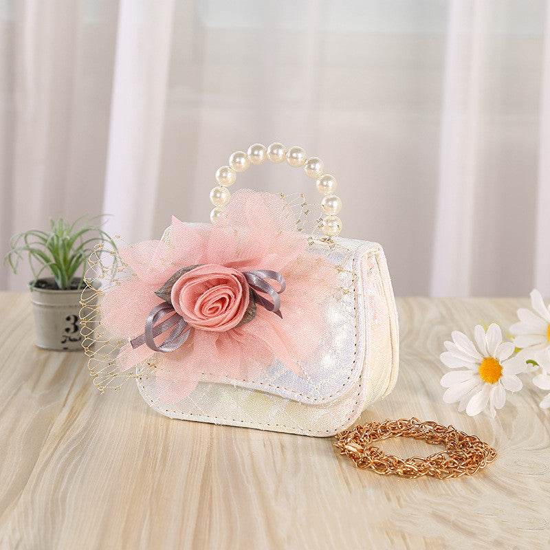 Gorgeous Casual Flower Knitted Pearl Handle Portable Purse