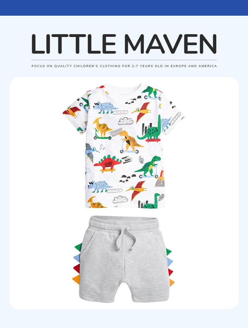 Children's Cartoon Printed Short Sleeve Set