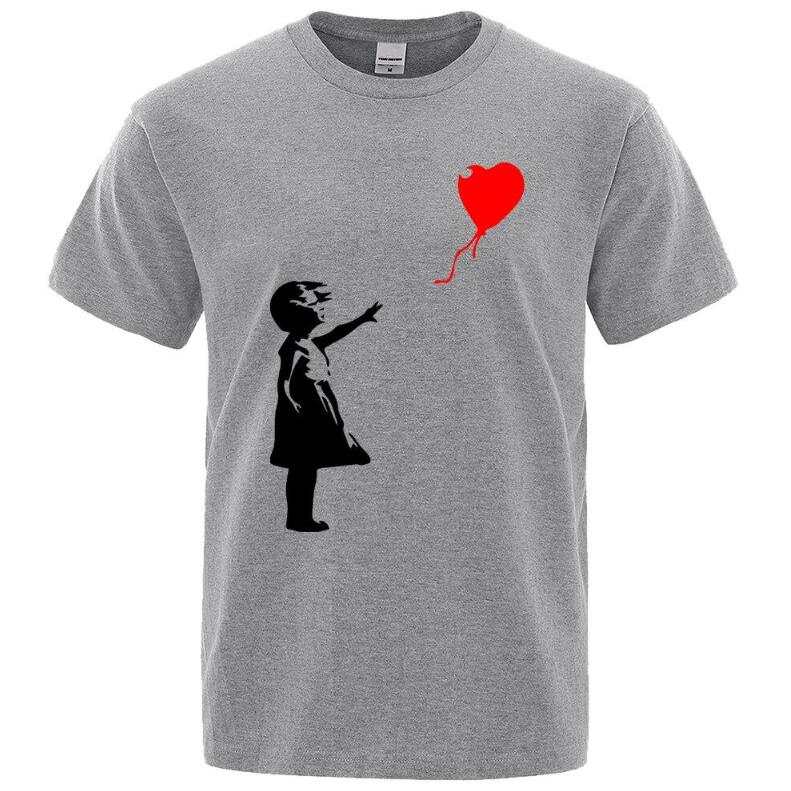 Kids Balloon Heart Printing Round Neck Short Sleeves T-shirt