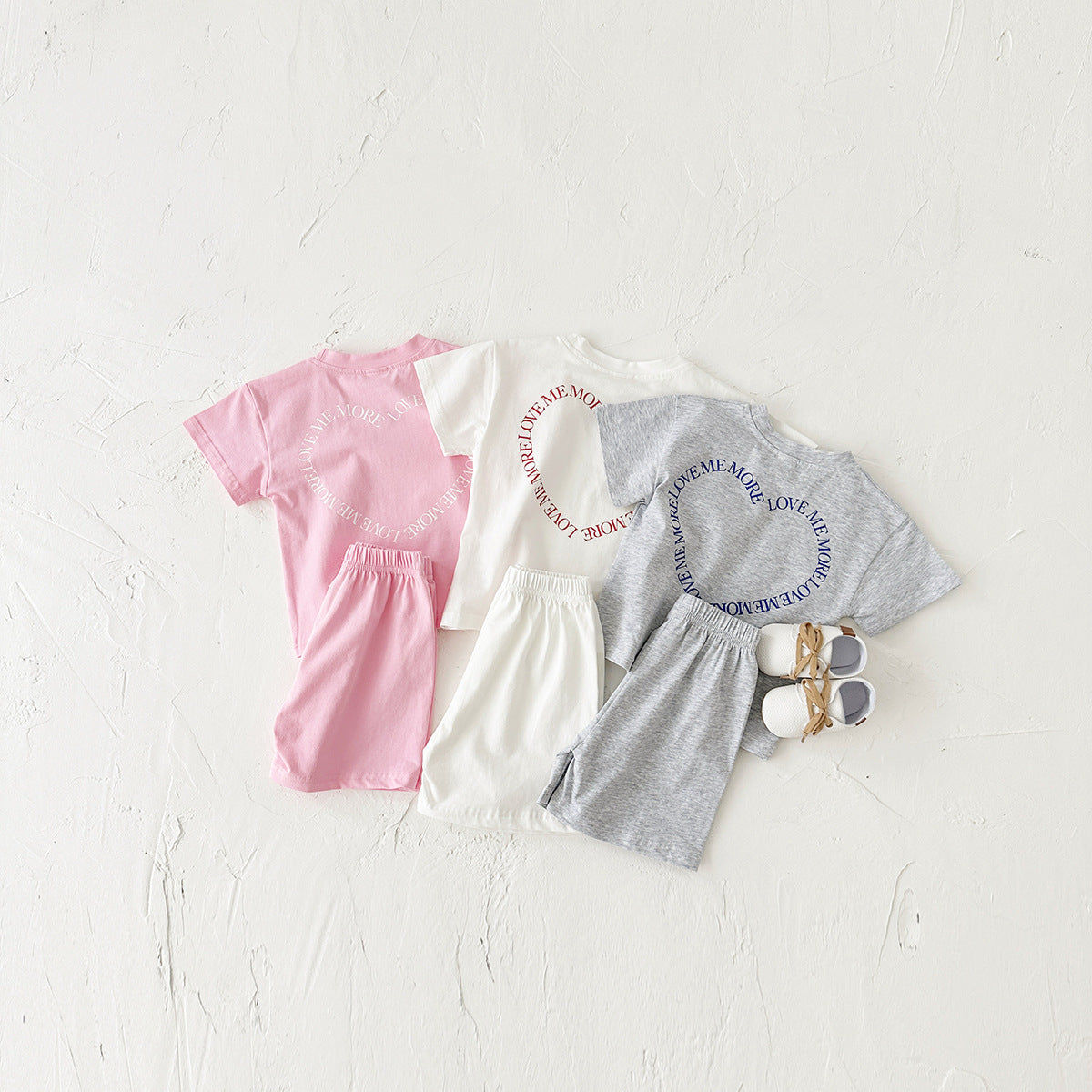 Heart Printing Short Sleeve Style Baby Two Piece Set