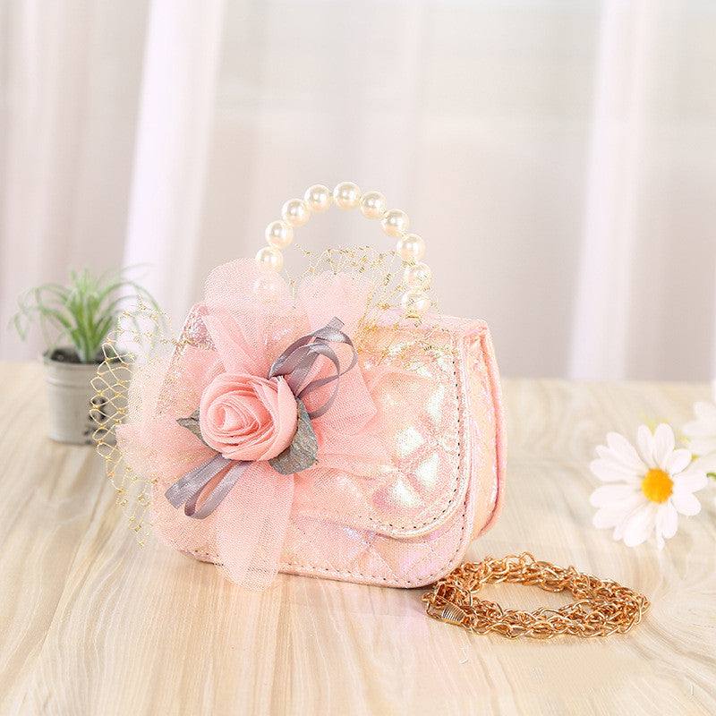 Gorgeous Casual Flower Knitted Pearl Handle Portable Purse