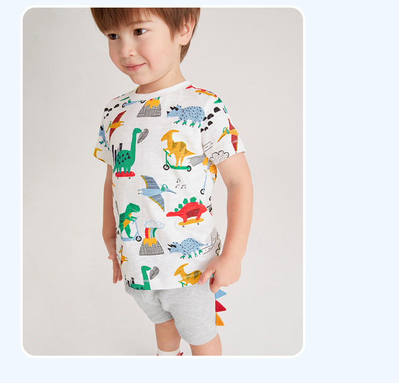 Children's Cartoon Printed Short Sleeve Set