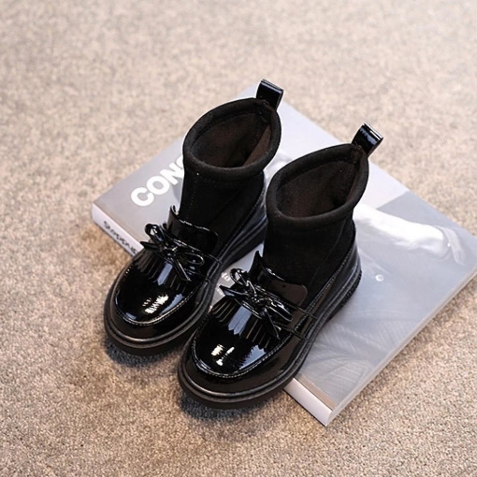 Girls' Cotton Boots With Leather And Velvet Warm Buckle