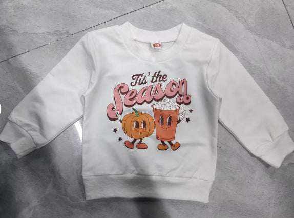 Children's Pumpkin and Spice Printed Cute Long Sleeve Sweater