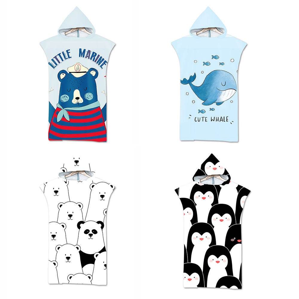 Kids Cartoon Animal Hooded Beach Dry Towel or Bathrobe