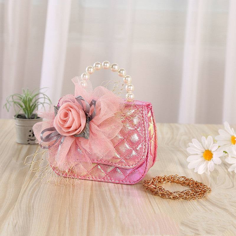 Gorgeous Casual Flower Knitted Pearl Handle Portable Purse