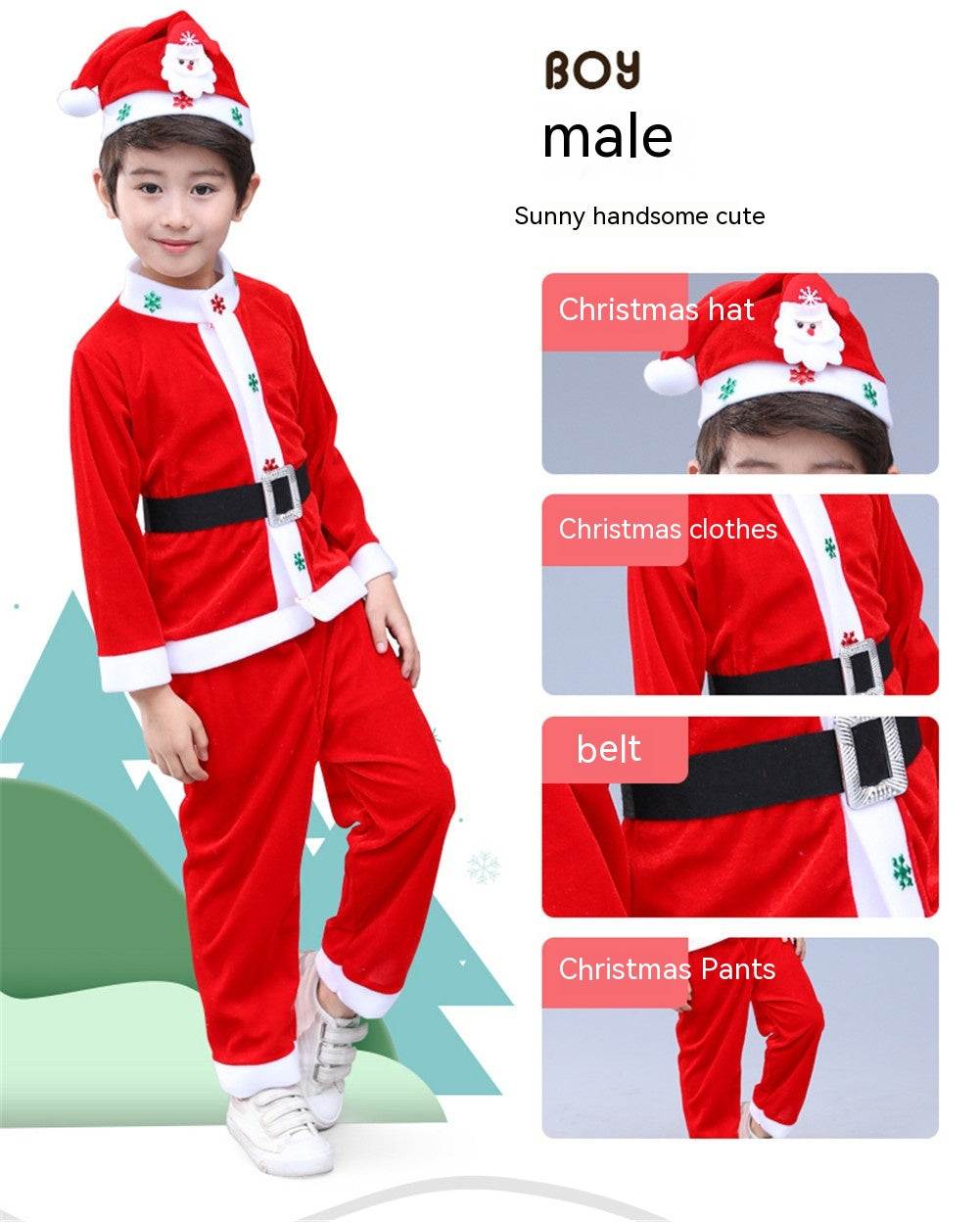 Kids Christmas Performance Costume Wear Christmas Suit
