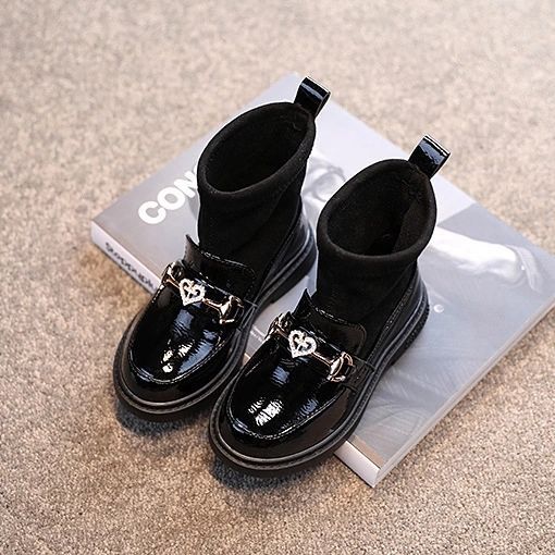 Girls' Cotton Boots With Leather And Velvet Warm Buckle