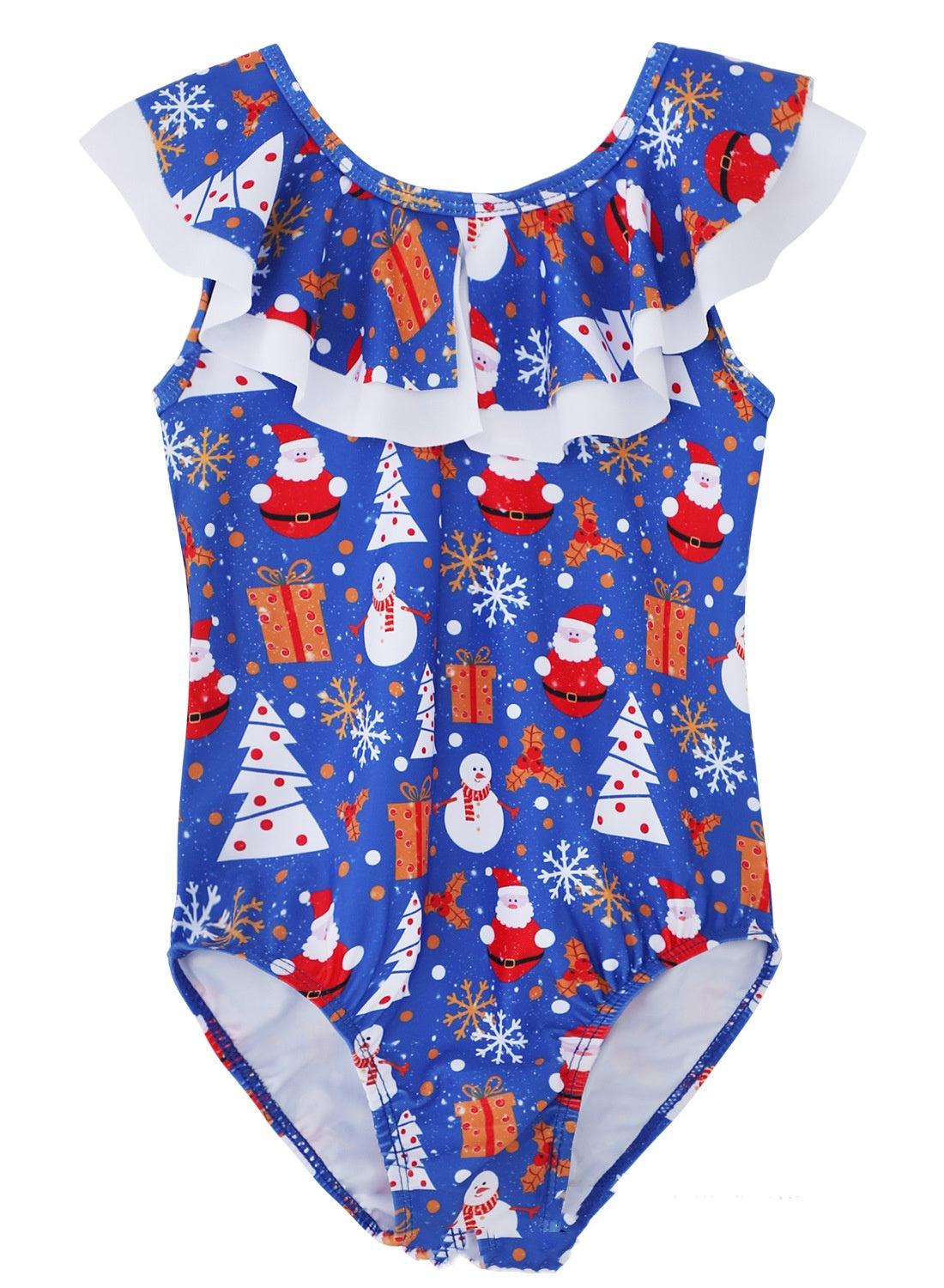 Girls' Christmas Printing Quick-drying One-piece Suit