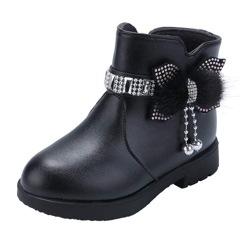 Children's Fashion BowKnot Shiny Leather Boots