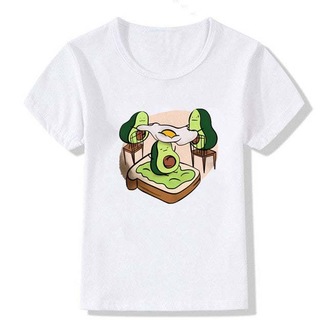 Kids Summer Printed Cute Avocado T-Shirt