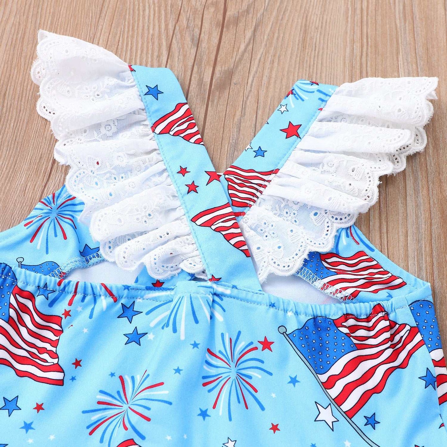 Girls Summer Sleeveless Holiday Firework Flag Dress