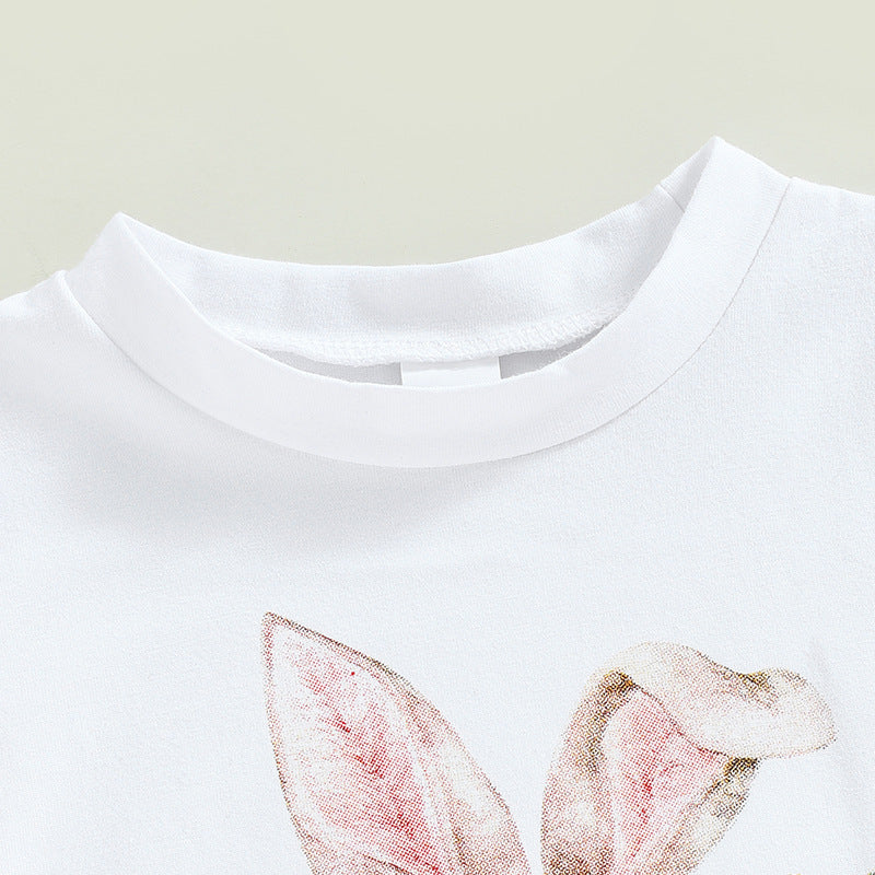 New Girls Rabbit Floral Flare Trouser Set