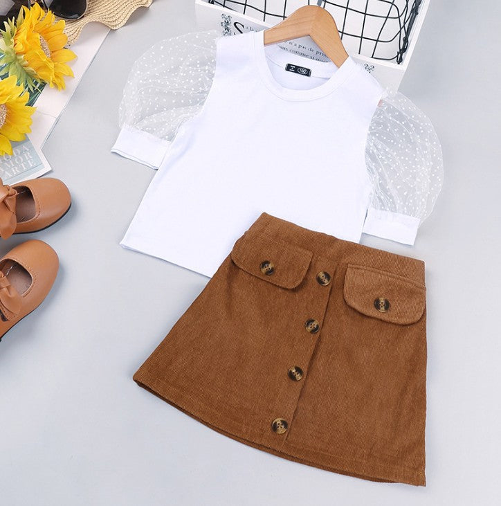 Girls Casual top with Skirt 2pc Set