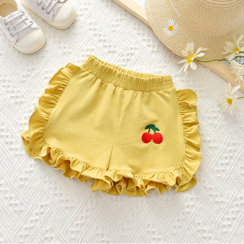 Girls Lace Cherry Printed Shorts