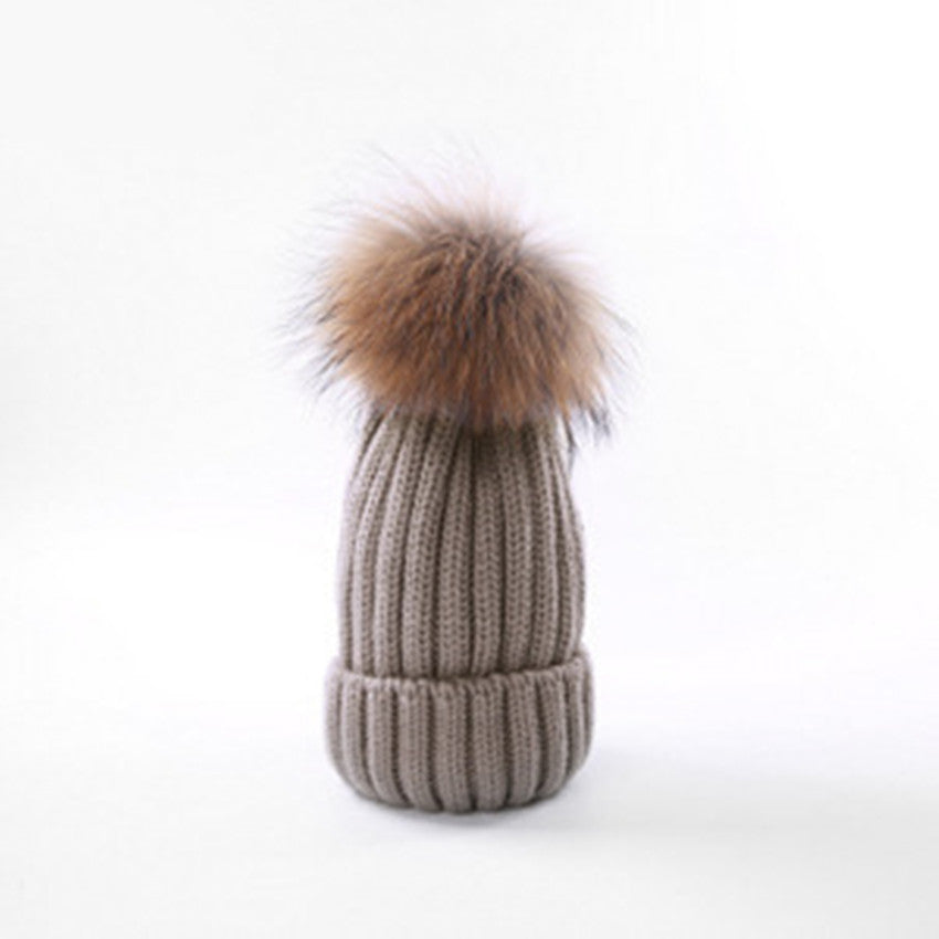 Autumn and winter hair ball children's wool hat