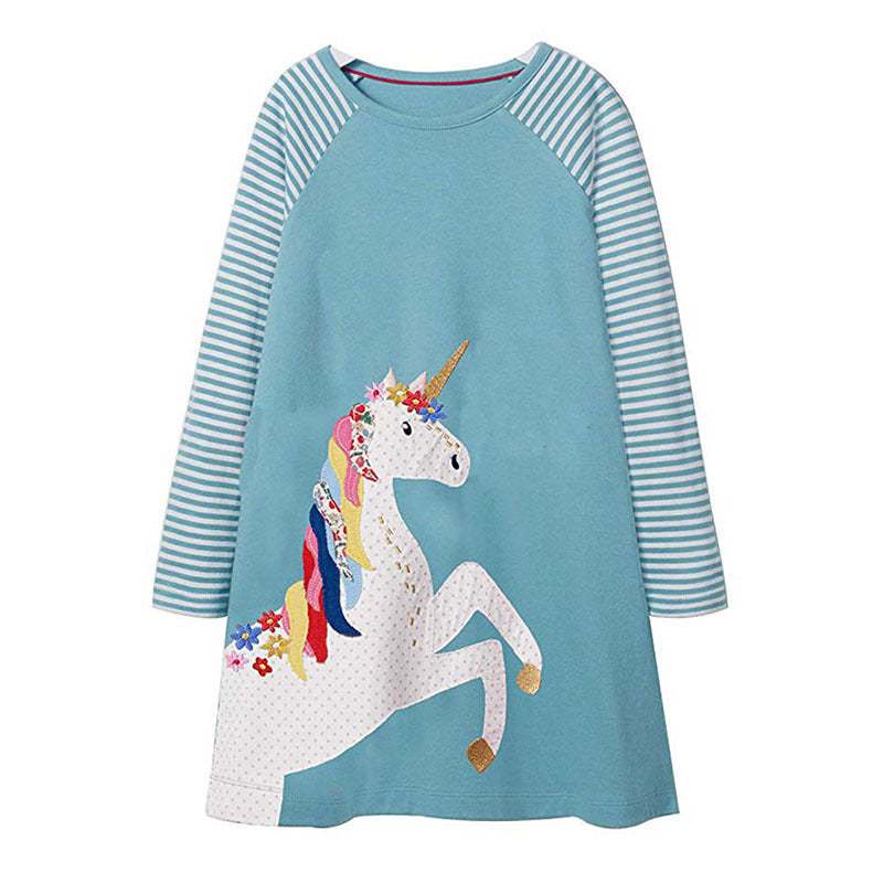 Toddler Girl Unicorn Long Sleeve Dress