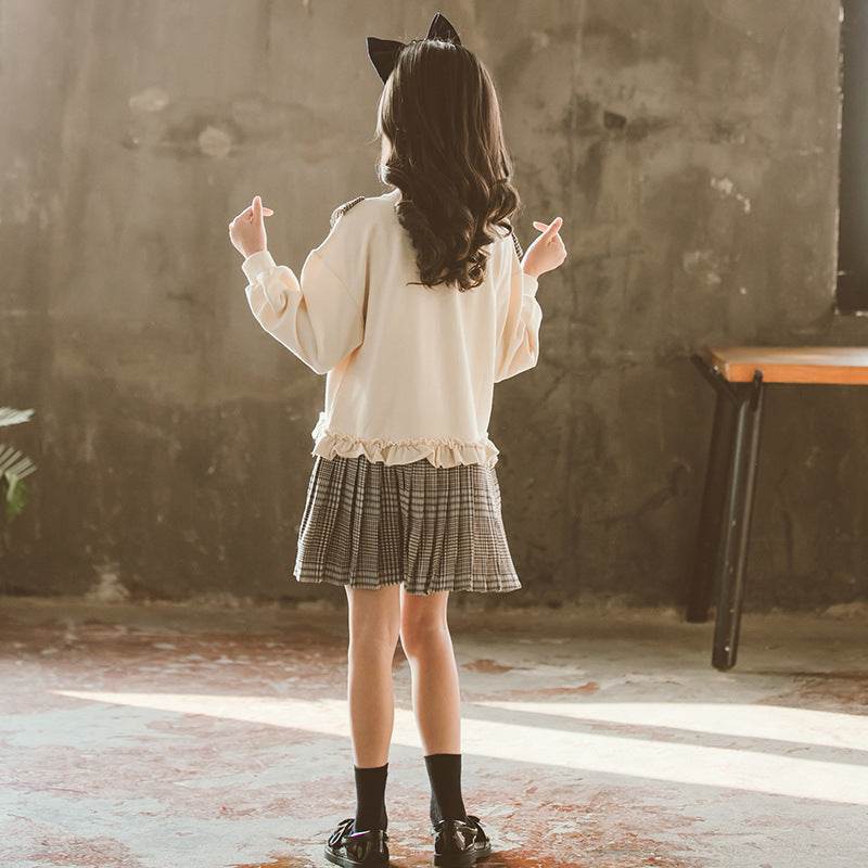 Big Kids Korean Style With Plaid Pleated Dress