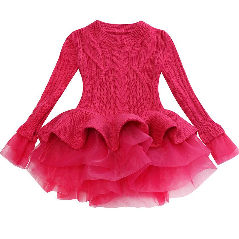 Classy Warm Sweater TuTu Girl Dress