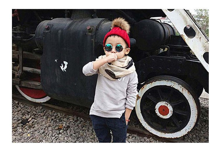 Autumn and winter hair ball children's wool hat