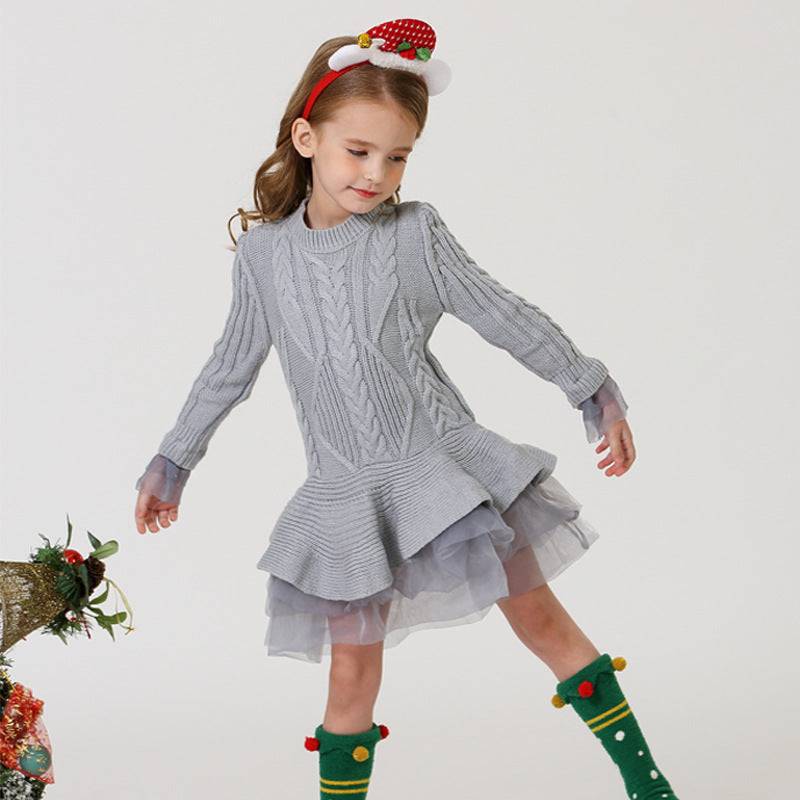 Classy Warm Sweater TuTu Girl Dress